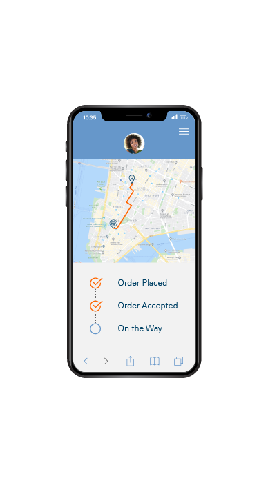 Track order delivery view on mobile